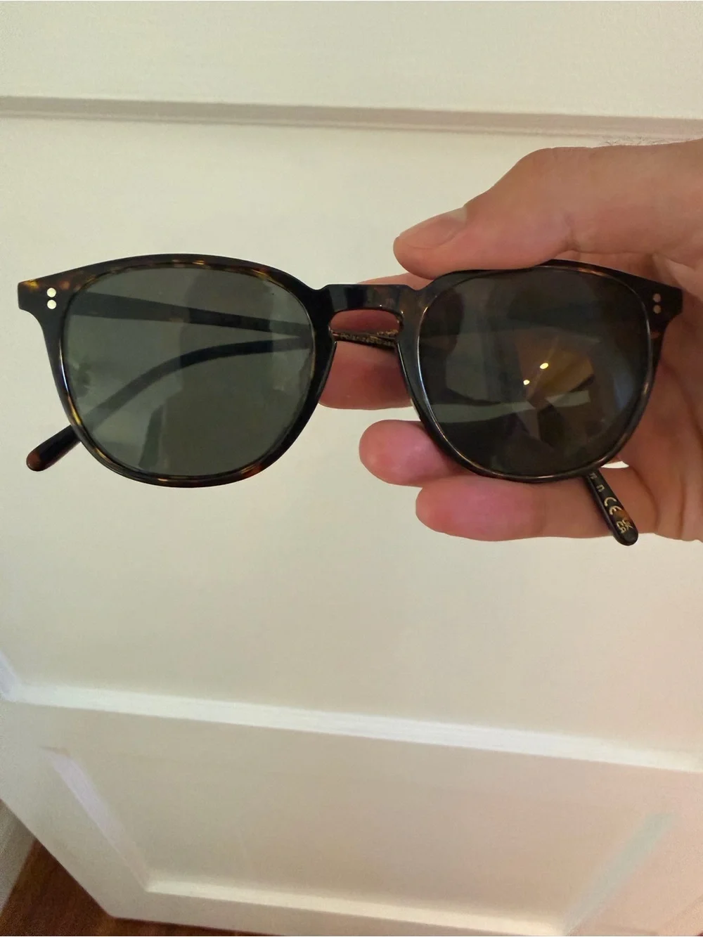 Oliver Peoples Tortoiseshell Sunglasses with Dark Green Lenses